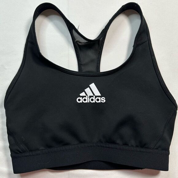 EUC Adidas Women’s Black Logo Sports Athletic Bra - Size Small - Picture 2 of 4